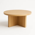 Runder Couchtisch aus Holz mit Eichenfurnier