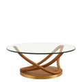 Runder Couchtisch aus Glas und Holz