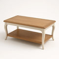 Holz Couchtisch mit Ablage Weiß 110x60x45cm