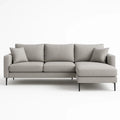 Ecksofa Stoff Grau mit Metallbeinen