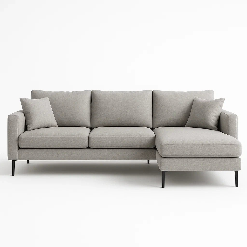 Ecksofa Stoff Grau mit Metallbeinen