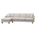Ecksofa Polyester Beige Holzfüße