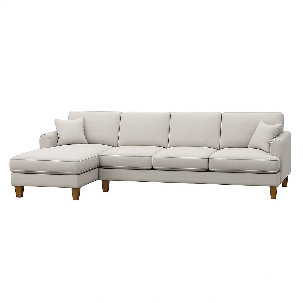 Ecksofa Polyester Beige Holzfüße