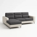 Ecksofa aus Polyester-Stoff und Kunstleder in Grau und Beige