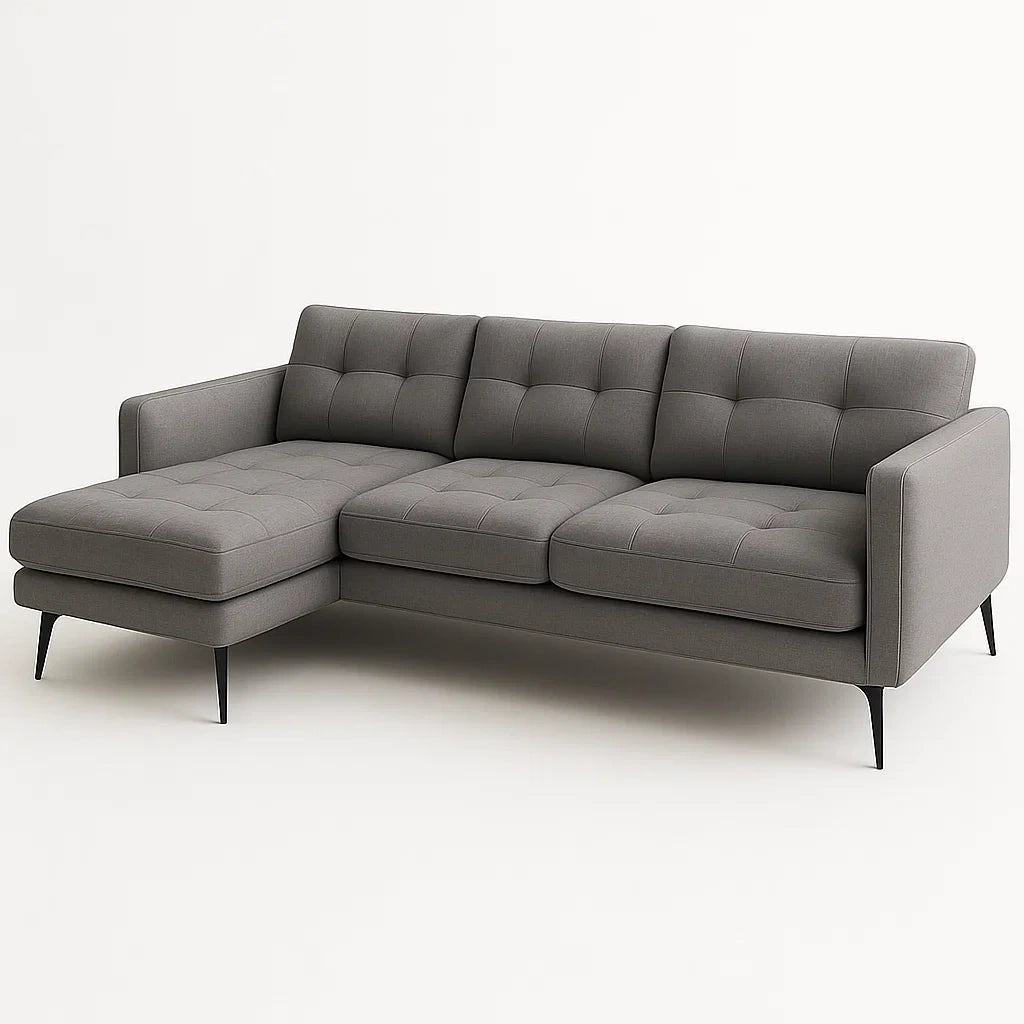 Ecksofa L-Form Stoff Grau