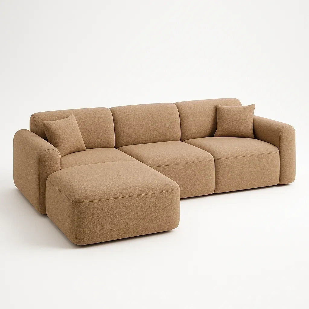 Polsterecksofa mit Ottomane Beige