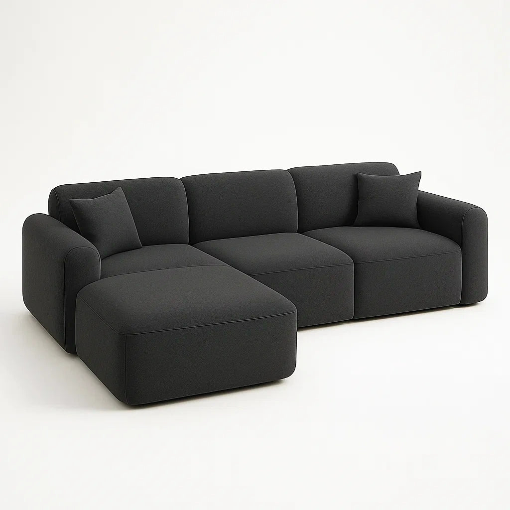 Ecksofa Dunkelgrau Stoff L-Form 280 cm