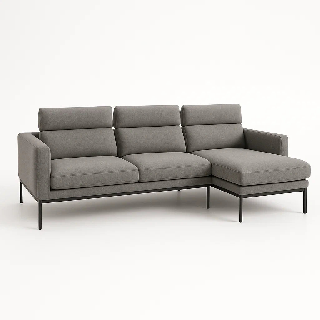Ecksofa grau Polyester Metallrahmen 260x160x80 cm