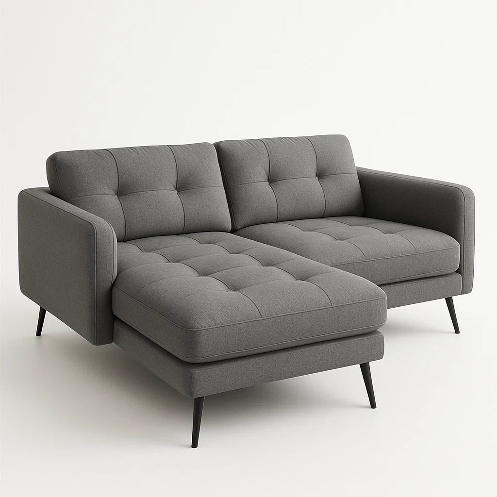 Ecksofa mit Ottomane aus Stoff, Grau