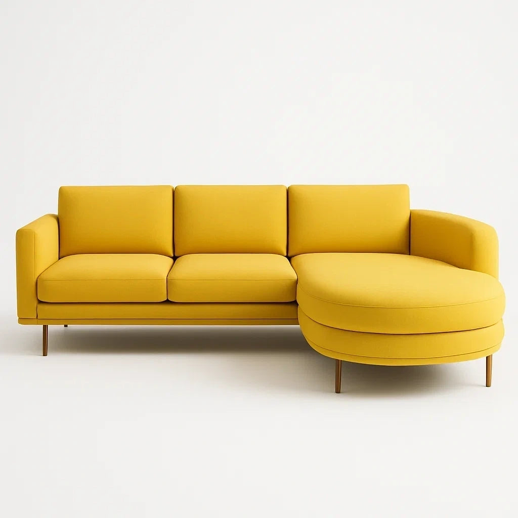 Ecksofa aus Stoff Gelb mit Ottomane