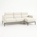 Ecksofa mit Stoffbezug in Cremeweiß und Metallbeinen