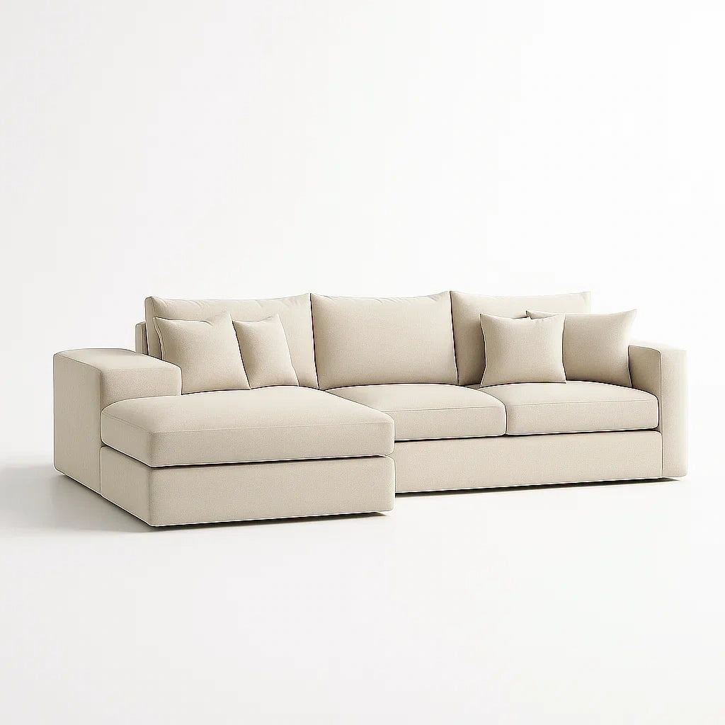 L-förmiges Ecksofa aus Polyester Beige 280cm x 160cm x 85cm