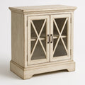 Holzschrank Zweitürig mit Glas X-Design Altweiß 80x35x95 cm