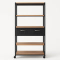 Regal aus Metall und Holz mit 2 Schubladen, Schwarz, 180x90x40 cm