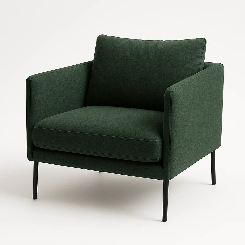 Grüner Stoff-Sessel mit Metallbeinen