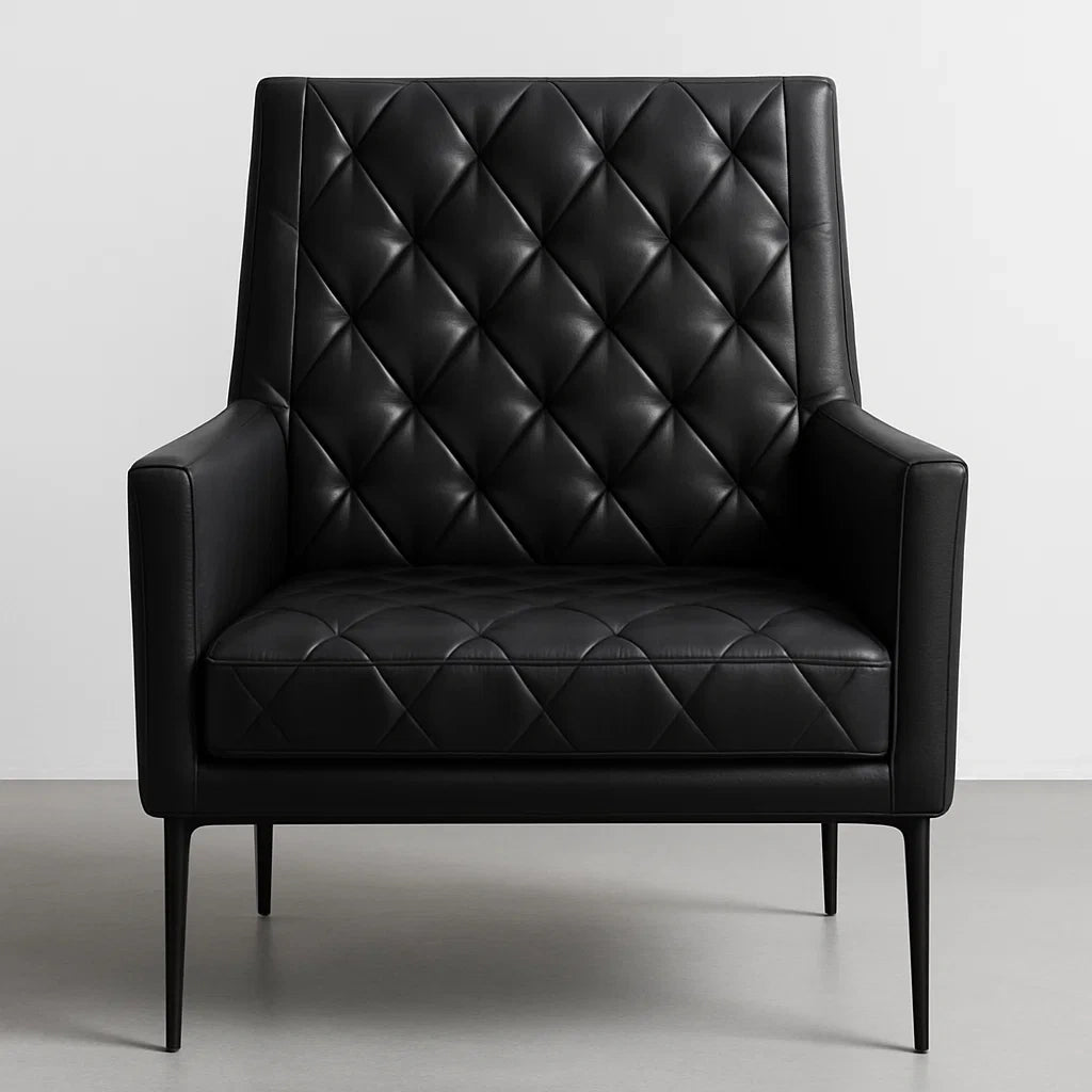 Ledersessel Schwarz 100 cm Höhe