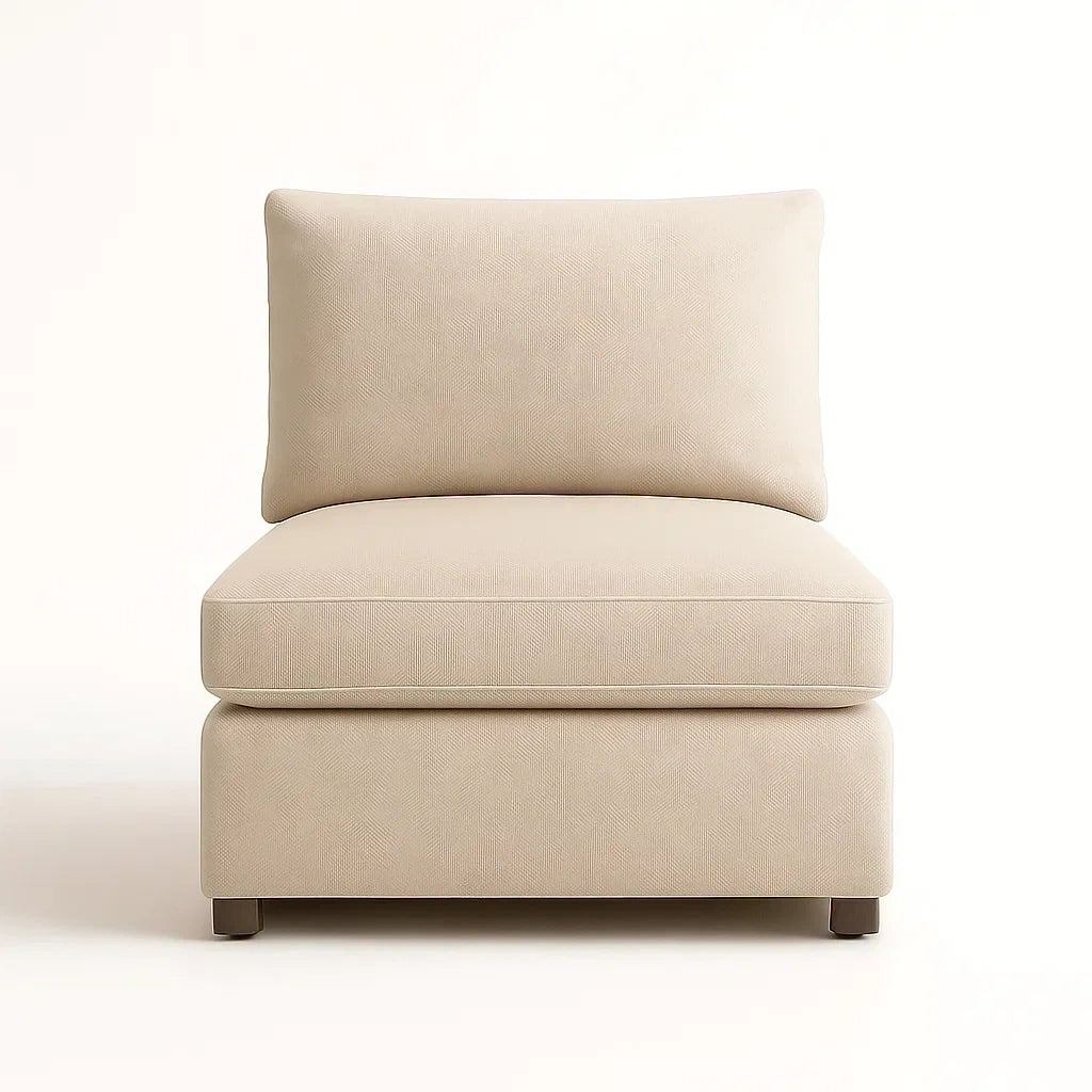 Beiger Sessel aus Holz und Polyester