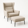 Hochlehnsessel Set Beige Stoff Metallbeine