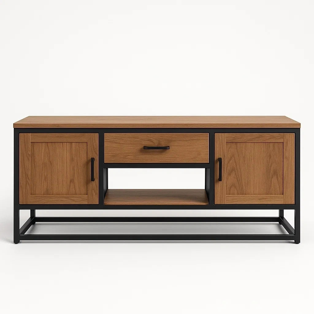 TV-Schrank aus Eiche und Metall 150x45x60 cm
