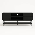 Schwarzes TV-Regal aus MDF und Metall mit Schubladen und Türen 160x40x55 cm