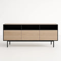 TV-Schrank aus Eichenfurnier mit schwarzem Metallgestell 180cm